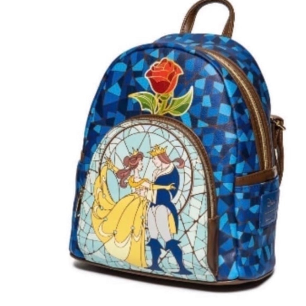 Loungefly Blue Beauty and the Beast Backpack - Picture 3 of 4